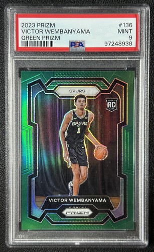 VICTOR WEMBANYAMA PSA 9 2023-24 PANINI PRIZM #136 ROOKIE GREEN RC SPURS 8938