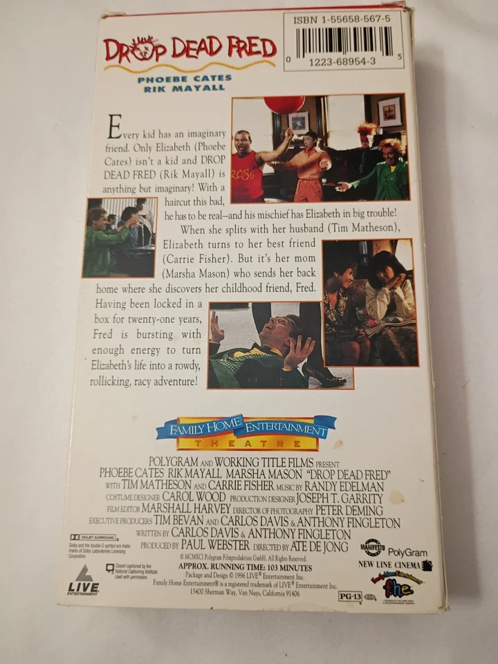Drop Dead Fred (VHS, 1991) Used Good Phoebe Cates, Rik Mayall, Carrie Fisher - Image 2 of 4
