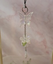 Handmade White Butterfly Flower Phone Charm, Purse Keychain Accessory