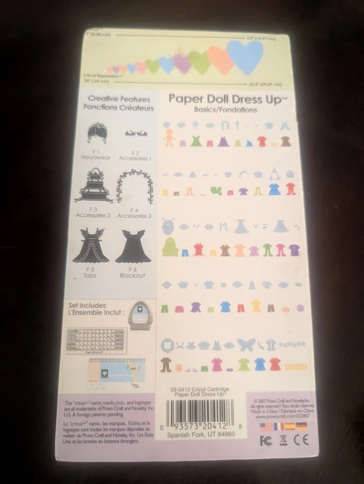 Cricut PROVO CRAFT 形状卡牌纸娃娃装扮原装盒 — 第 3/4 张图片