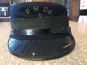 Fire Dept Blue Wool & Leather P.H. Co. 1 Uniform Cap Circa 1880's