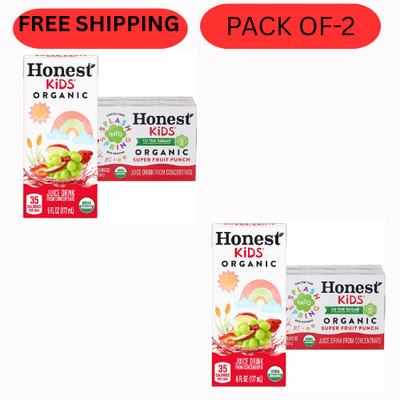 Honest Kids Organic Fruit Punch Juice Drink 8 Pack 6 fl oz Boxes Pack of 2 (16)