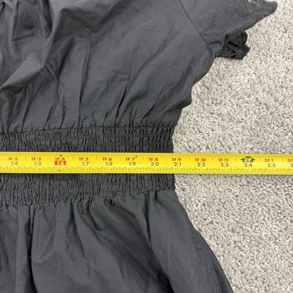 Old Navy Dress Women 2X Black Dark Cottagecore Peasant Eyelet Trim Coastal Beach - Image 4 of 4