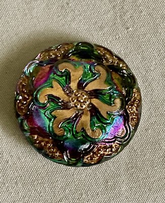 1-Czech Button New (90s) Pinwheel 27mm Metal Shank Silver Back