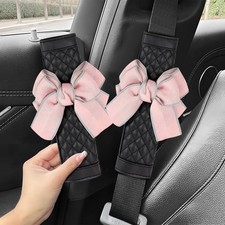 2PCS Car Seat Belt Cover Pad, Cute Bow Leather Seatbelt Covers for Cars, Soft...