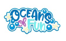 PREMADE SCRAPBOOK PAPER PIECING-LAYOUT-SUMMER-TITLE-BEACH-VACATION-OCEANS OF FUN