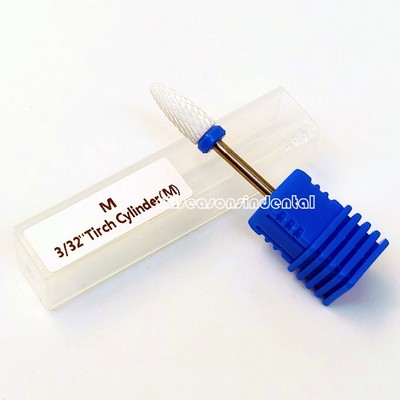 Dental White Zirconia Ceramic Burs Bullet Shape Spiral Cut Motor Polisher 2.35mm