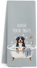 Funny Bernese Mountain Dog Hand Towels for Bathroom, Wash Your Paws Dish Tea Tow