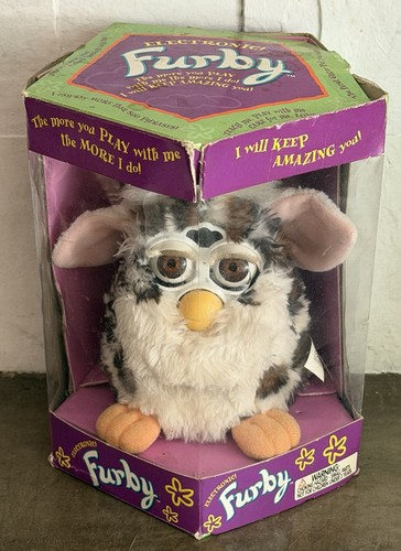 Snow Leopard White Brown Black Spots 1998 Furby Tiger Blue Eyes POWERS ON