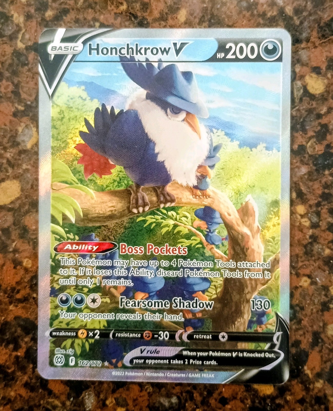 Honchkrow V (Alternate Full Art) 162/172 Swsh09 Brilliant Stars Pokemon Tcg Nm-M