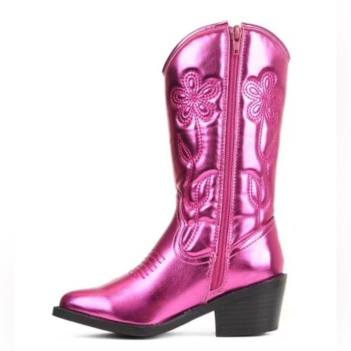 Steve Madden Mädchen Metallic Hot Pink Western Cowboystiefel Größe 3 - Bild 2 von 13