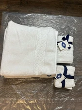 John Robshaw Towel Set Solid White 4 Bath 4 Hand 4 Washcloths  100% Cotton 12Pc