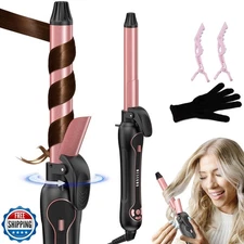 Rotating Curling Iron 1 Inch - Automatic Curling Iron for All Hair Type, Fast