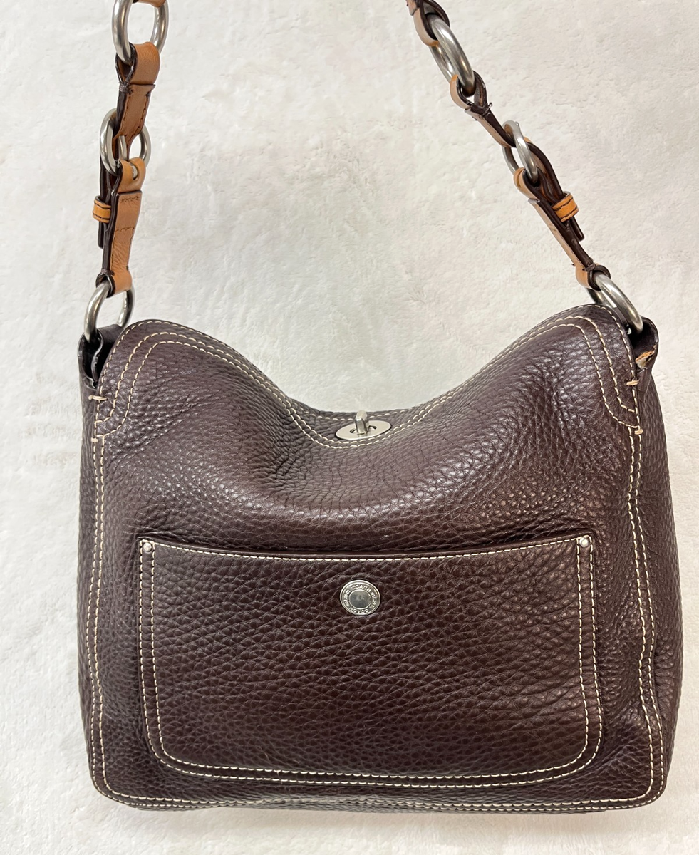 Coach Brown Pebble Leather Chelsea Shoulder Bag Purse F12338