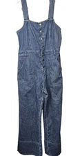Aeria Farmer Jeans Overalls button fronts deep pockets wide leg