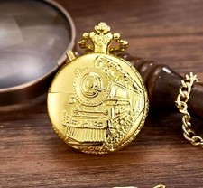 Golden Train Fashion Creative Luminous Pocket Watch Holiday Gift Men Women New