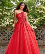 New Women Red Ball Gown Floral Lace Evening Prom Homecoming Dress Size Small 2-4