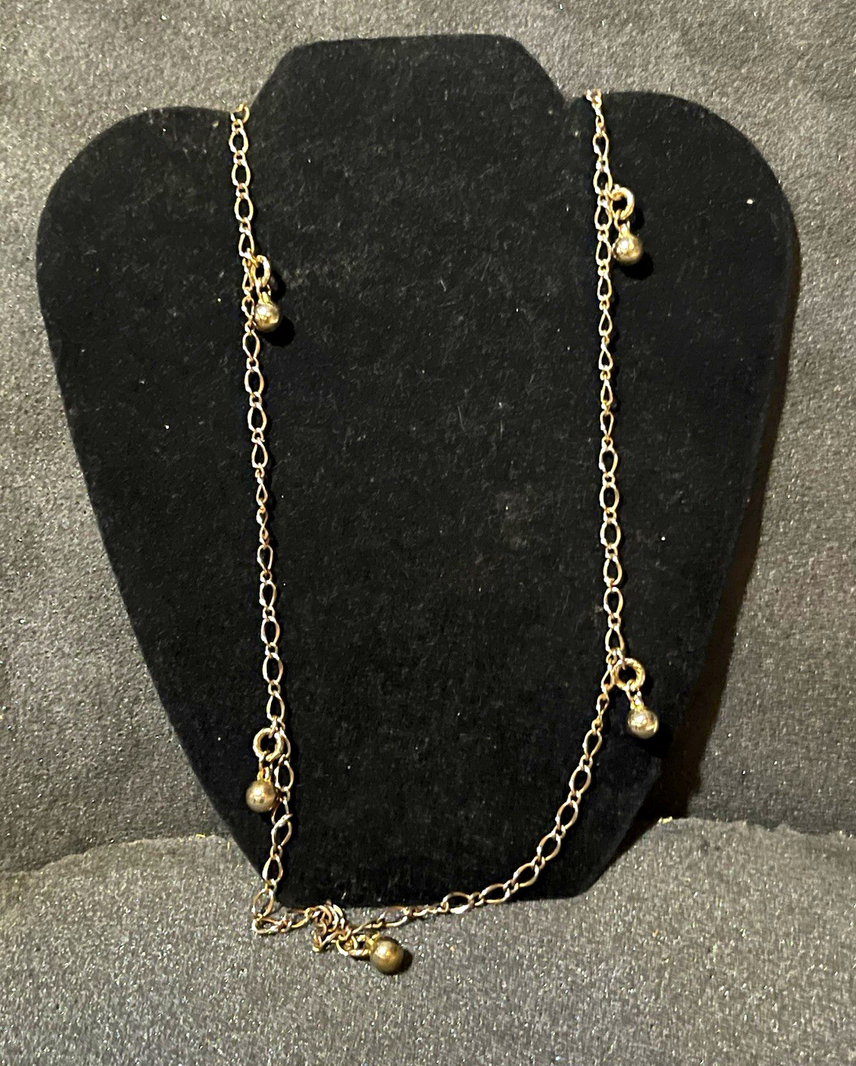 Silver Tone Metal Cable Chain Necklace w/ Asymmetrical Dangle Charm Drops