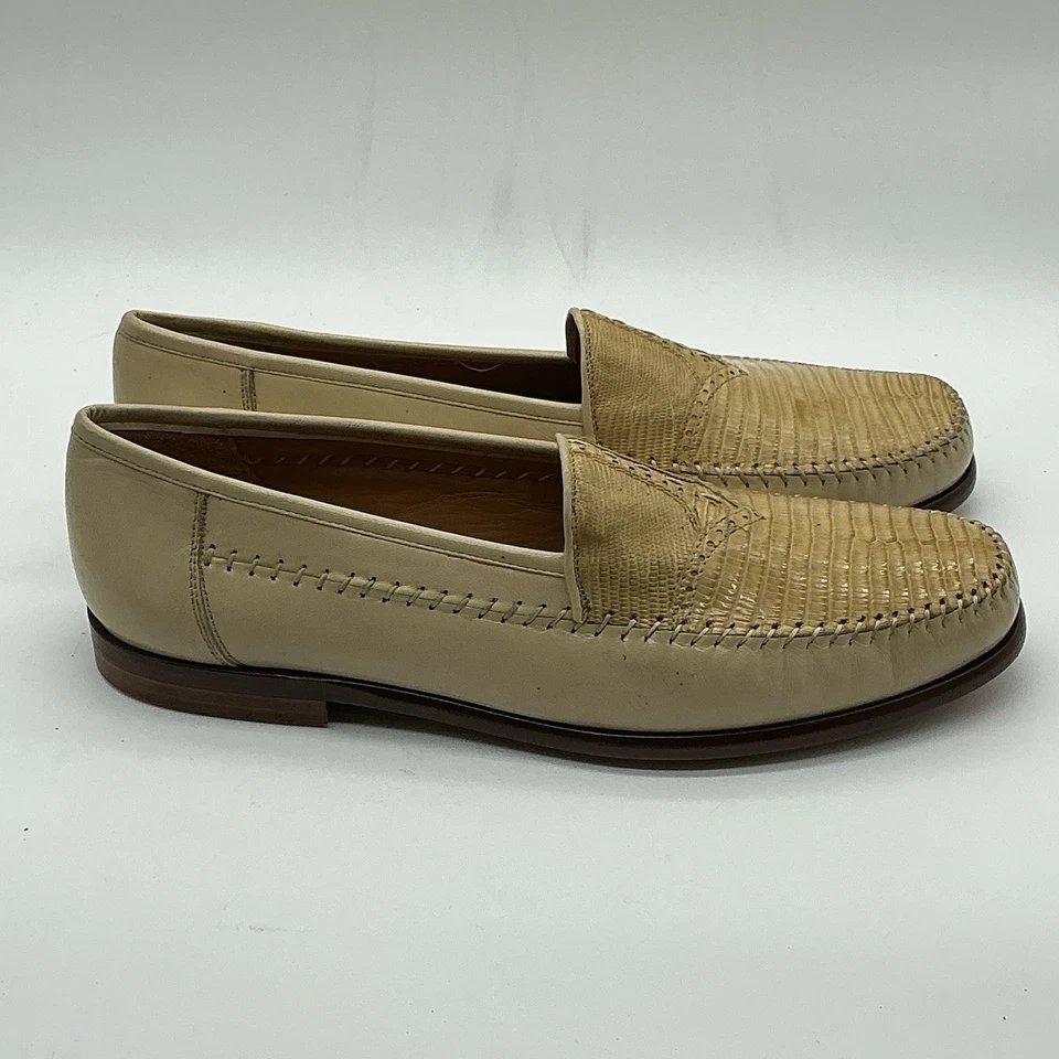 Zapatos sin cordones David Eden usados de cuero genuino/lagarto marfil talla 9 para hombre Foto 2 de 4