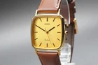 [Near MINT] Vintage Seiko Dolce 5E31-5A80 27mm Gold Dial Square Qz Men`s Watch