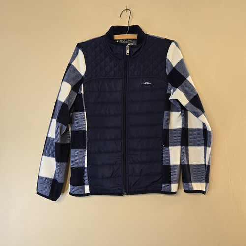 Ralph Lauren Active Hybrid Puffer Jacket Fleece Gingham Plaid Puffer Women’s M - Picture 1 of 9