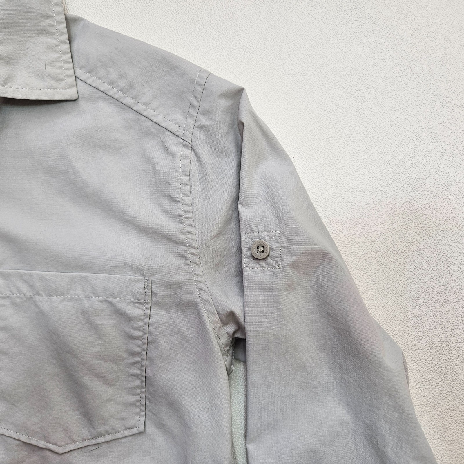 Patagonia Boys Long Sleeve Rio North Shirt Youth Medium Grey Roll Up Sleeves thumbnail 5