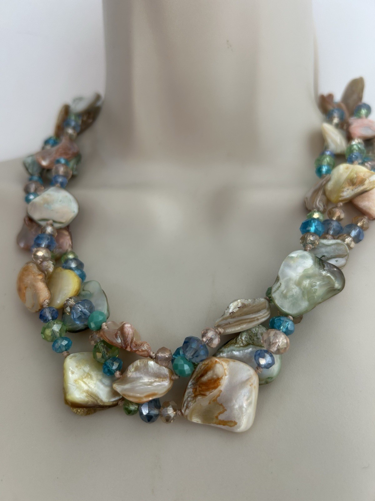 Collar Length Multi Strand Multicoloured Nugget S… - image 12