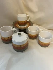 Casual Ceram Galaxy Cream & Sugar Set And Cups And Saucers - 12 Pieces
