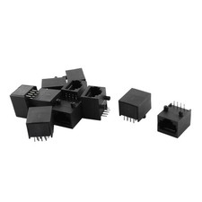 10 x Black Plastic Housing RJ45 PCB Modular Jack Socket Network Connector