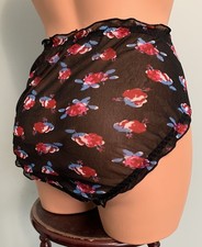 NeW SHEER Whisper Chiffon Panties Hi Cut Brief Panty XL 1X Fun Floral