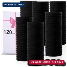 120PCS Black Hair Ties for Thick Hair - Seamless No Damage Elastic Ponytail Hold