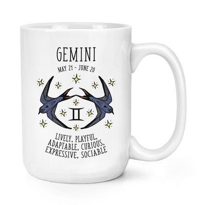 Zwillinge Horoskop 15oz große Tasse Tasse - Horoskop Sternzeichen Sternzeichen Geburtstag