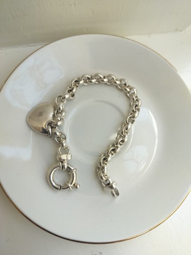 Milor Rolo Link Anchor Clasp Heart Italy 925 Sterling Silver Bracelet 7.5" - Picture 9 of 9