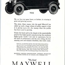 c1920s Maxwell Touring Car Print Ad $885 Detroit Michigan Roadster Sedan Coupe