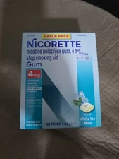 Nicorette Stop Smoking Aid Gum 4mg White Ice Mint 160 Pieces - EXP 07/2027 New 