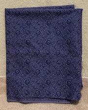 1 Yard Cranston Solid Blue Floral w/Blue Roses Cotton Fabric 43x36 - NEW