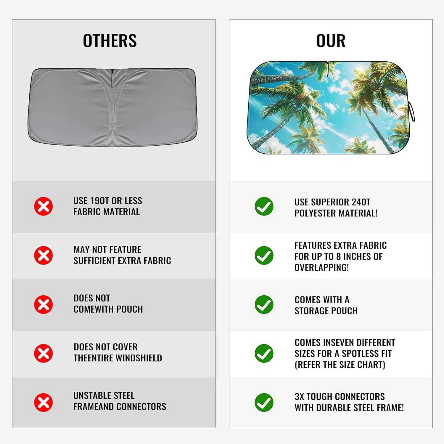 Windshield Sun Shade - Car for Blue - Coconut tree-sky