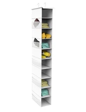 Hanging Shoe Organizer 10-Shelf Closet Organizer with 6 Mesh Side Pockets