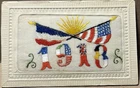 1918 WW1 Postcard, Silk Flags & Numbers, France, USA, Sun, Gebhard People, Nice