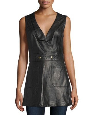FRAME Lamb Leather Waistcoat Jumper Mini Dress Noir Size S | eBay