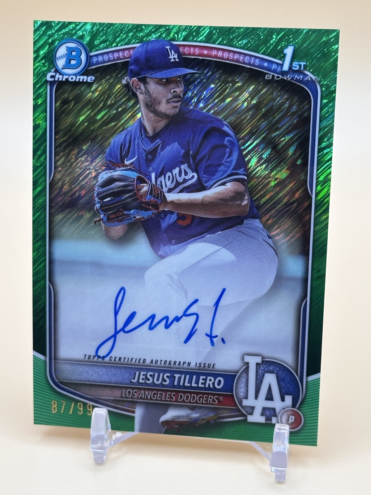 2025 Bowman Chrome #CPA-JT JESUS TILLERO 1st Bowman AUTO Green Shimmer 87/99