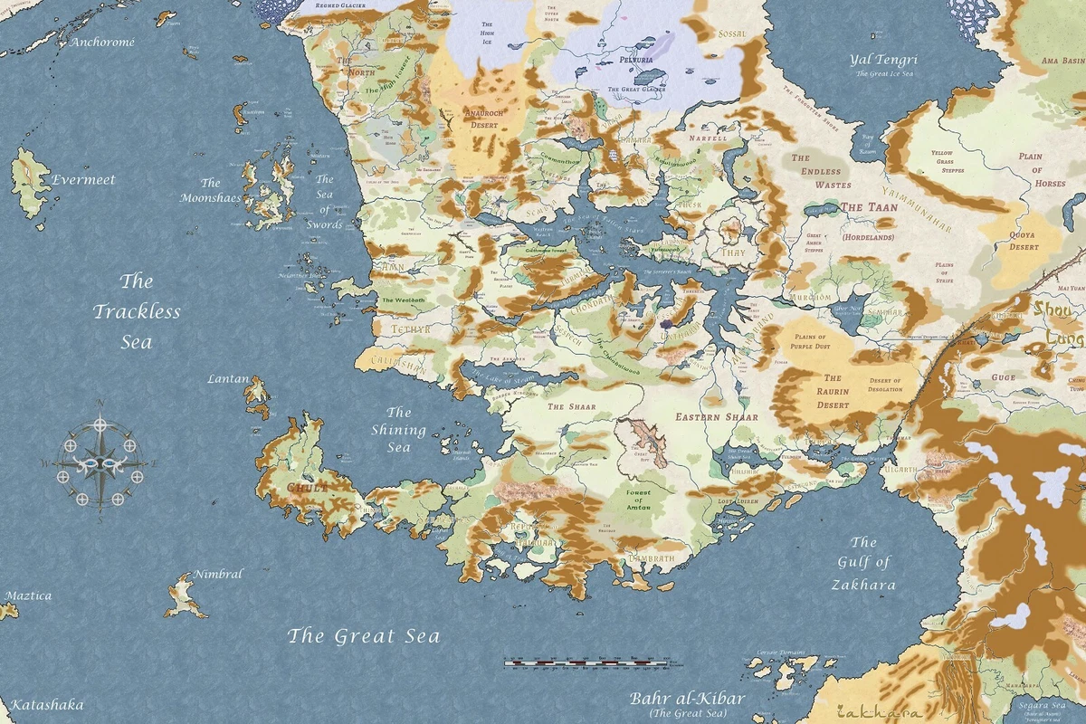 Made a map of faerun as of 1492 dr with nations and city 40 off