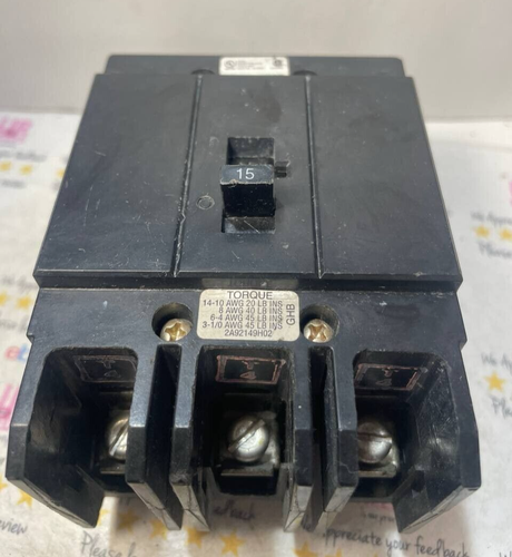 Eaton - GHB3015, 3 Pole, 15A, 480/277V, Series C, G-Frame Breaker used - Picture 8 of 8