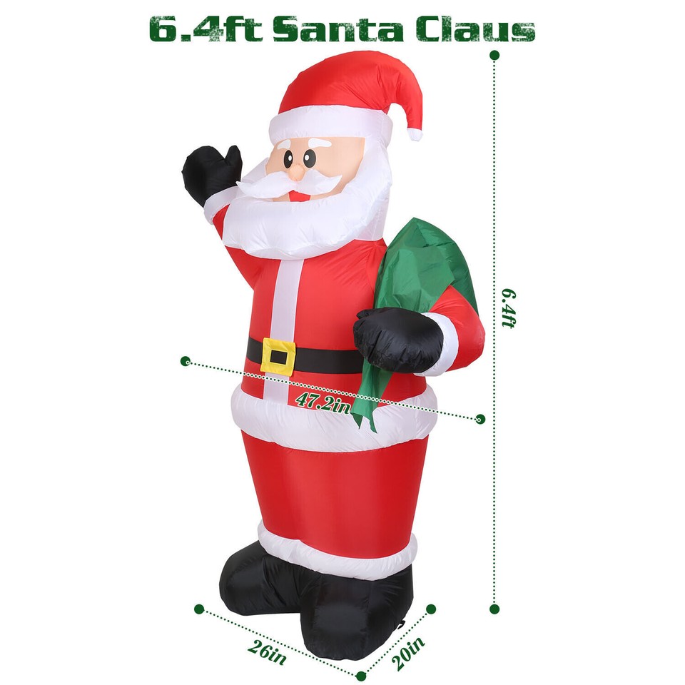 6.4FT Christmas Inflatable Santa Claus Blow up Light up w/ LED Lights