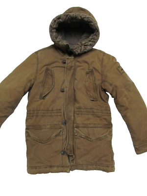 Abercrombie & Fitch Wilcox Jacket Parka Faux Fur Hood Distressed