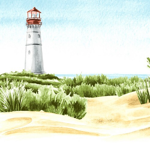 20 Servietten Beach Lighthouse Leuchtturm Strand GräSer Meer DüNen Deko 33X33Cm-image