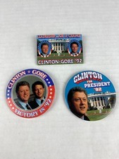 Clinton/Gore Political Pins Lot Of 3. 1992 Election/ Inauguration. A1