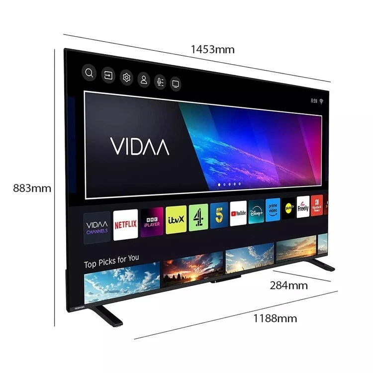 Toshiba 65" Inch 4K Ultra HD LED HDR VIDAA Smart TV With Freely - 65UV2F53DBU  - Image 3 of 4