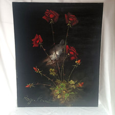 Peinture Nature morte encadrée signée ROGER COMTE - Format 15F - années 1960