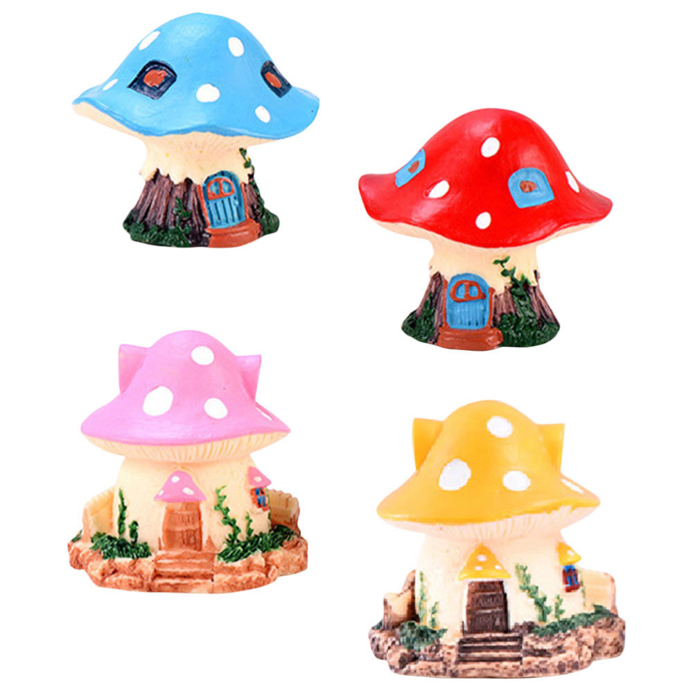 4pcs Decorative Resin Adorable Mushroom House Figurines Mushroom Figurines eBay